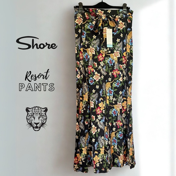 Shore Prowling Tropics Wide Slit-Leg Bella Beach Pants BNWT